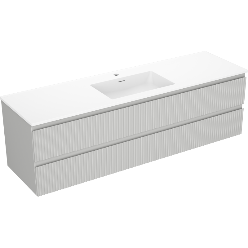 Mexen Rivel шкаф за баня 160 см с мивка Otis, 2 чекмеджета, оребрена, сив мат/бял