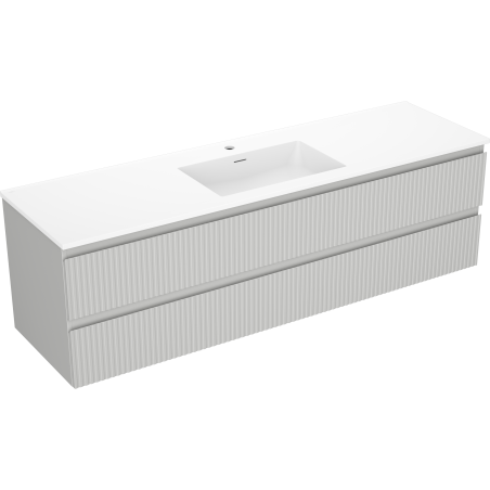 Mexen Rivel шкаф за баня 160 см с мивка Otis, 2 чекмеджета, оребрена, сив мат/бял