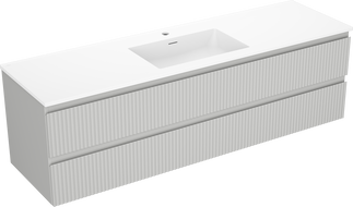 Mexen Rivel шкаф за баня 160 см с мивка Otis, 2 чекмеджета, оребрена, сив мат/бял