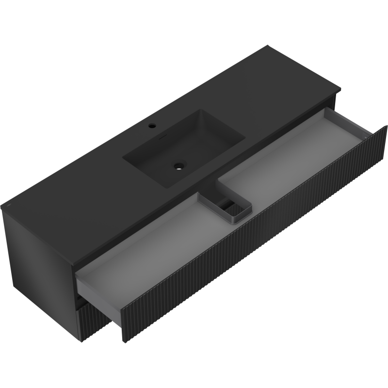 Mexen Rivel баня шкаф 160 см с мивка Otis, 2 чекмеджета, релефен, черен мат - 91A20-16047-2-BFF71-W18M71
