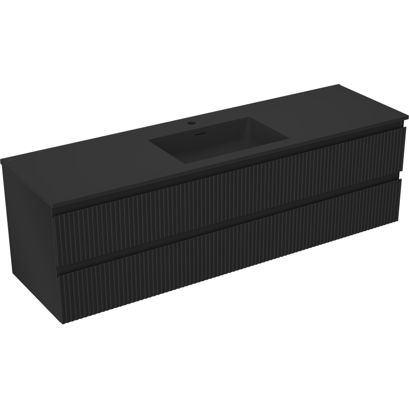Mexen Rivel баня шкаф 160 см с мивка Otis, 2 чекмеджета, релефен, черен мат - 91A20-16047-2-BFF71-W18M71