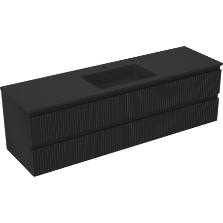 Mexen Rivel баня шкаф 160 см с мивка Otis, 2 чекмеджета, релефен, черен мат - 91A20-16047-2-BFF71-W18M71