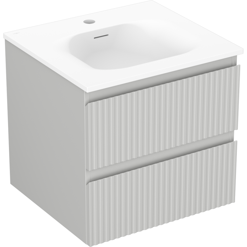 Mexen Rivel шкафче за баня 50 см с мивка Vela, 2 чекмеджета, набраздено, сиво мат/бяло мат - 91A20-05047-2-BFF62-W23M01