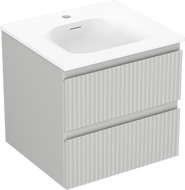 Mexen Rivel шкафче за баня 50 см с мивка Vela, 2 чекмеджета, набраздено, сиво мат/бяло мат - 91A20-05047-2-BFF62-W23M01