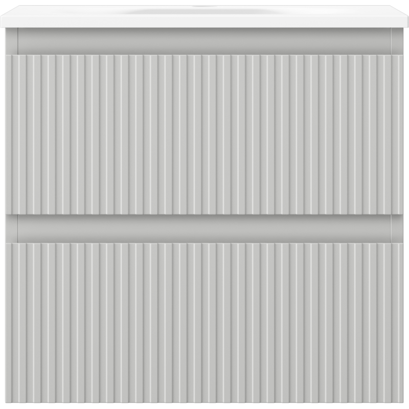 Mexen Rivel шкафче за баня 50 см с мивка Vela, 2 чекмеджета, набраздено, сиво мат/бяло мат - 91A20-05047-2-BFF62-W23M01