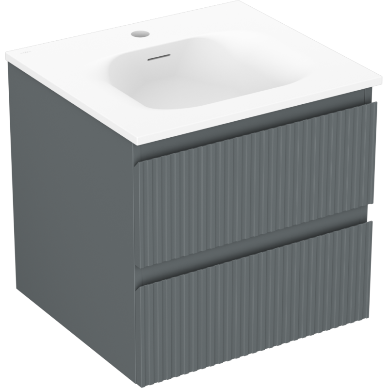 Mexen Rivel шкаф за баня 50 см с мивка Vela, 2 чекмеджета, рифелована, графит