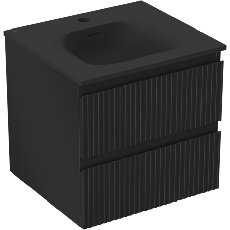 Mexen Rivel баня шкаф 50 см с мивка Vela, 2 чекмеджета, рифована, черно мат - 91A20-05047-2-BFF71-W23M71