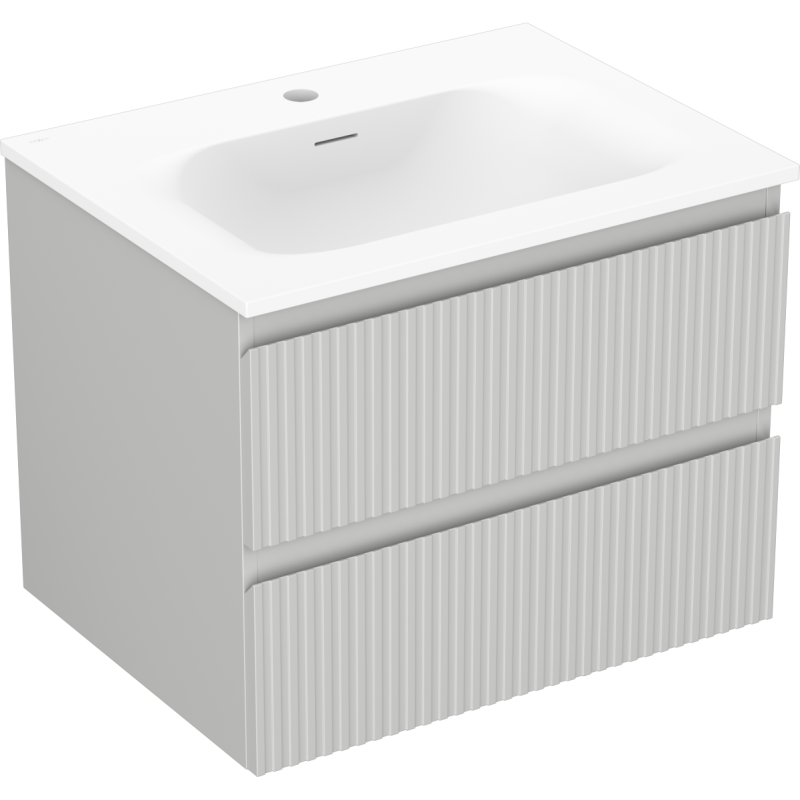 Mexen Rivel шкаф за баня 60 см с мивка Vela, 2 чекмеджета, ребра, сив мат/бял мат - 91A20-06047-2-BFF62-W23M01