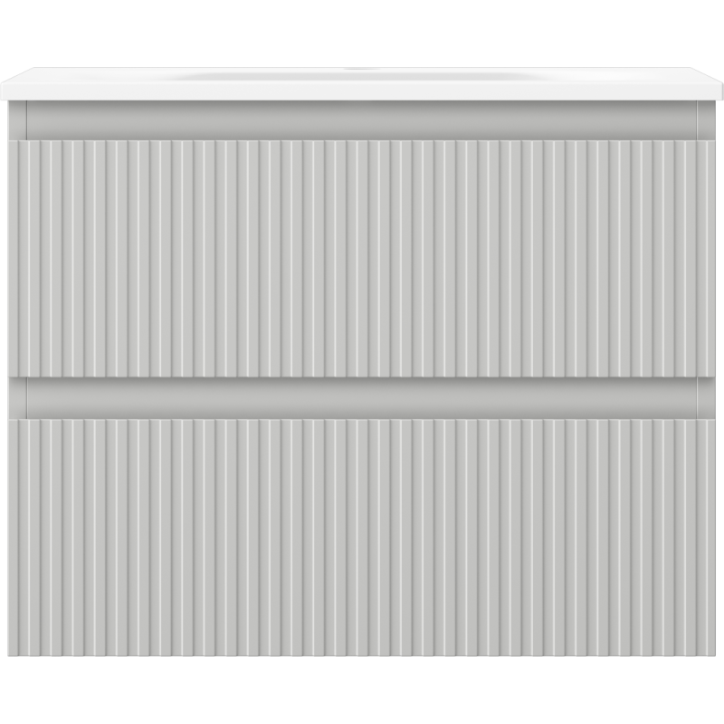 Mexen Rivel шкаф за баня 60 см с мивка Vela, 2 чекмеджета, ребра, сив мат/бял мат - 91A20-06047-2-BFF62-W23M01