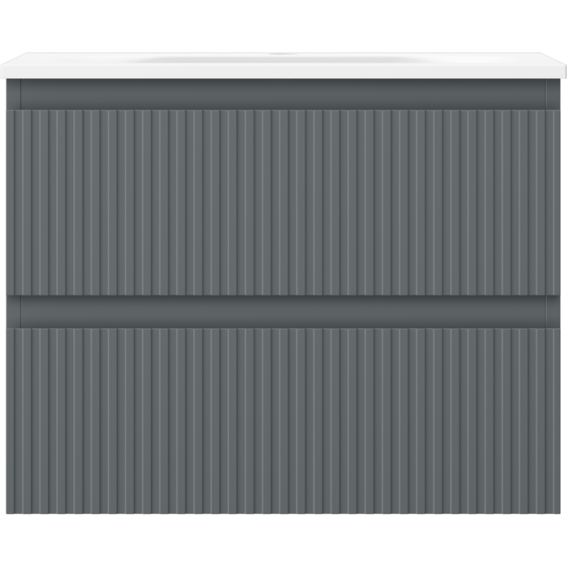 Mexen Rivel шкаф за баня 60 см с мивка Vela, 2 чекмеджета, рифелована, графит