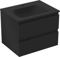 Mexen Rivel шкафа за баня 60 см с мивка Vela, 2 чекмеджета, оребрена, черен мат - 91A20-06047-2-BFF71-W23M71