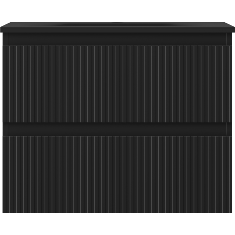 Mexen Rivel шкафа за баня 60 см с мивка Vela, 2 чекмеджета, оребрена, черен мат - 91A20-06047-2-BFF71-W23M71