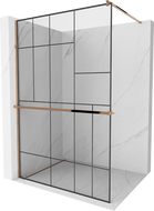 Mexen Kioto+ стена за душ с рафт Walk-in 110 x 200 см, черен модел, розово злато - 800-110-121-60-78