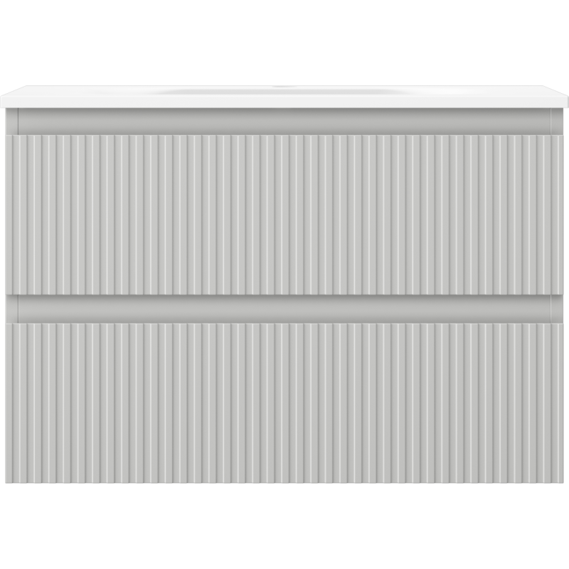 Mexen Rivel шкафче за баня 70 см с мивка Vela, 2 чекмеджета, оребрена, сив мат/бял мат - 91A20-07047-2-BFF62-W23M01