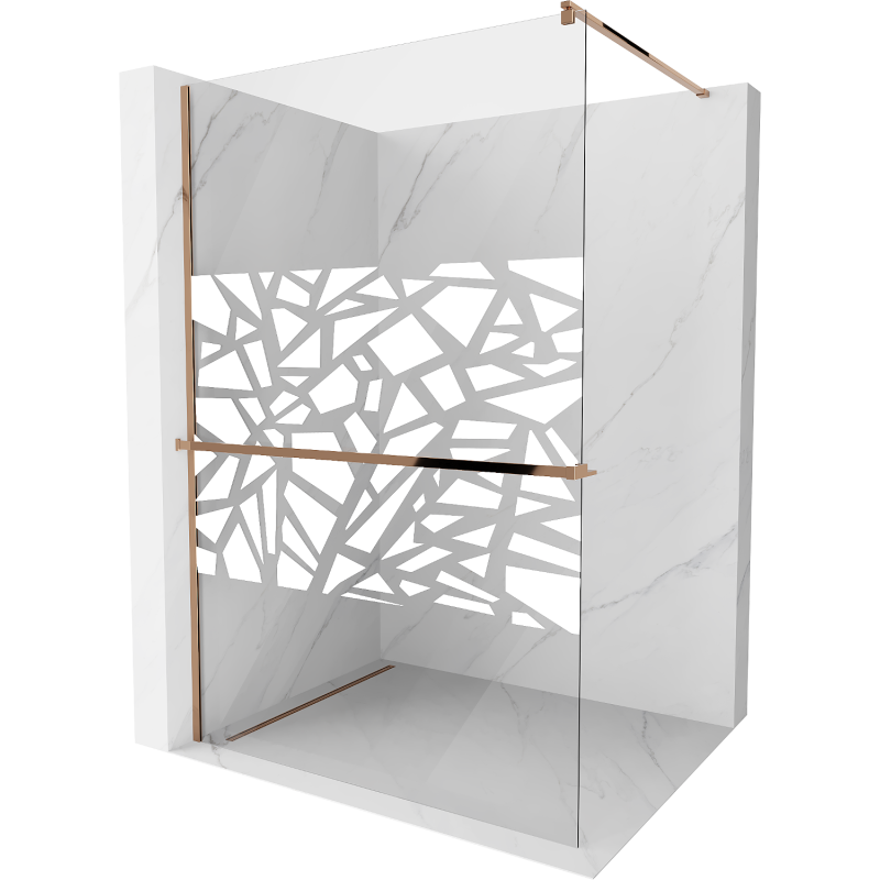 Mexen Kioto+ Душ завеса с рафт Walk-in 70 x 200 см, бял модел, розово злато - 800-070-121-60-85