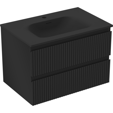 Mexen Rivel баня шкаф 70 см с мивка Vela, 2 чекмеджета, оребрена, черен мат - 91A20-07047-2-BFF71-W23M71