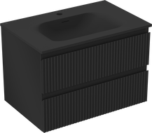 Mexen Rivel баня шкаф 70 см с мивка Vela, 2 чекмеджета, оребрена, черен мат - 91A20-07047-2-BFF71-W23M71