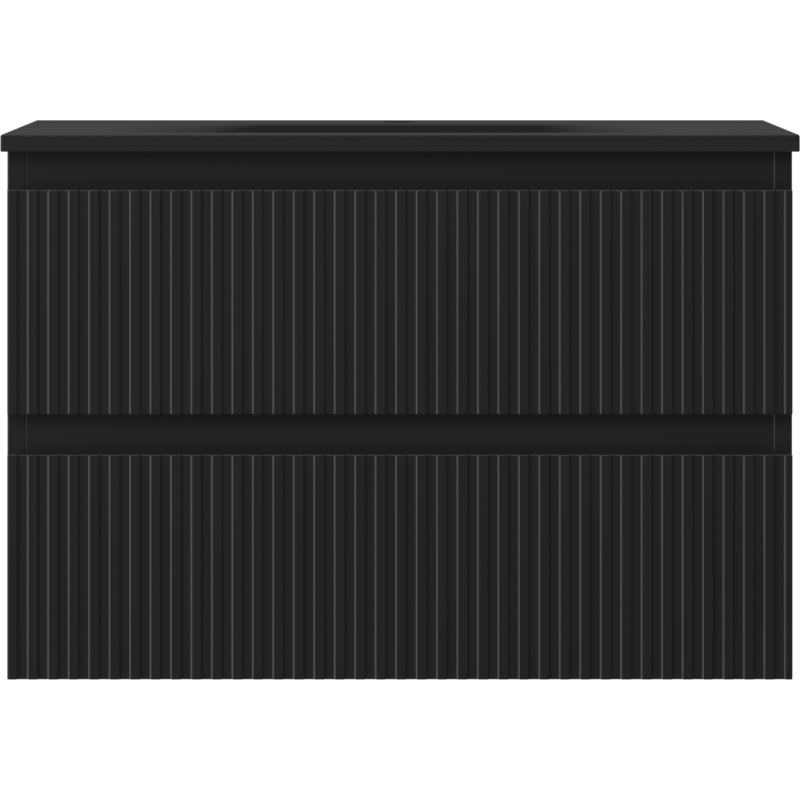 Mexen Rivel баня шкаф 70 см с мивка Vela, 2 чекмеджета, оребрена, черен мат - 91A20-07047-2-BFF71-W23M71