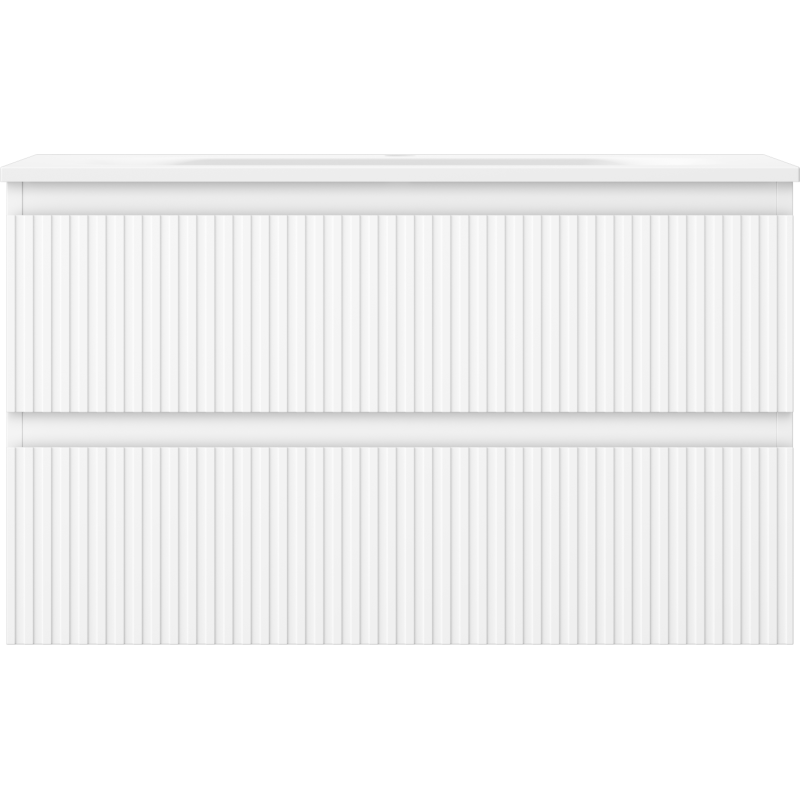 Mexen Rivel шкаф за баня 80 см с мивка Vela, 2 чекмеджета, оребрен, бял мат - 91A20-08047-2-BFF01-W23M01