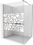 Mexen Kioto+ душова стена с рафт Walk-in 110 x 200 см, бял модел, розово злато - 800-110-121-60-85