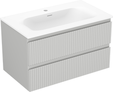 Mexen Rivel баня шкаф 80 см с мивка Vela, 2 чекмеджета, рифелован, сив мат/бял мат - 91A20-08047-2-BFF62-W23M01