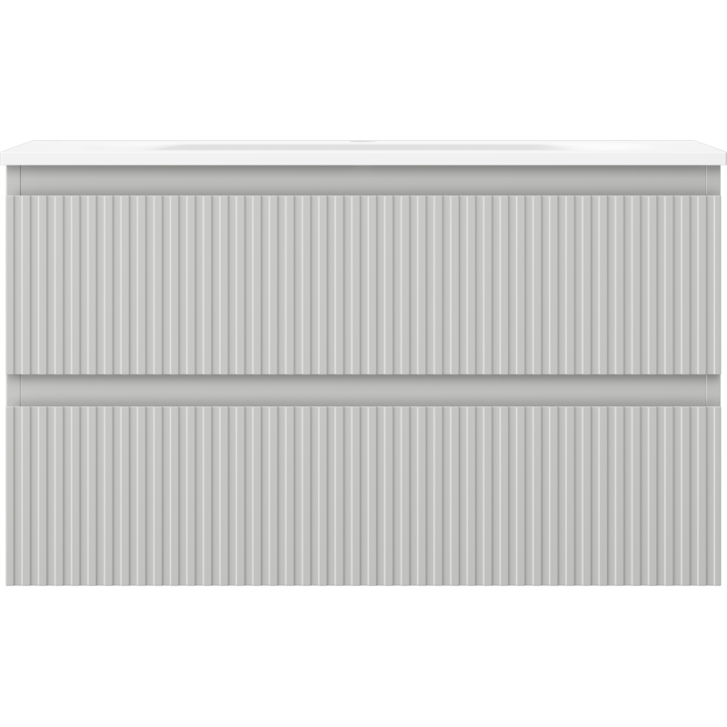 Mexen Rivel баня шкаф 80 см с мивка Vela, 2 чекмеджета, рифелован, сив мат/бял мат - 91A20-08047-2-BFF62-W23M01