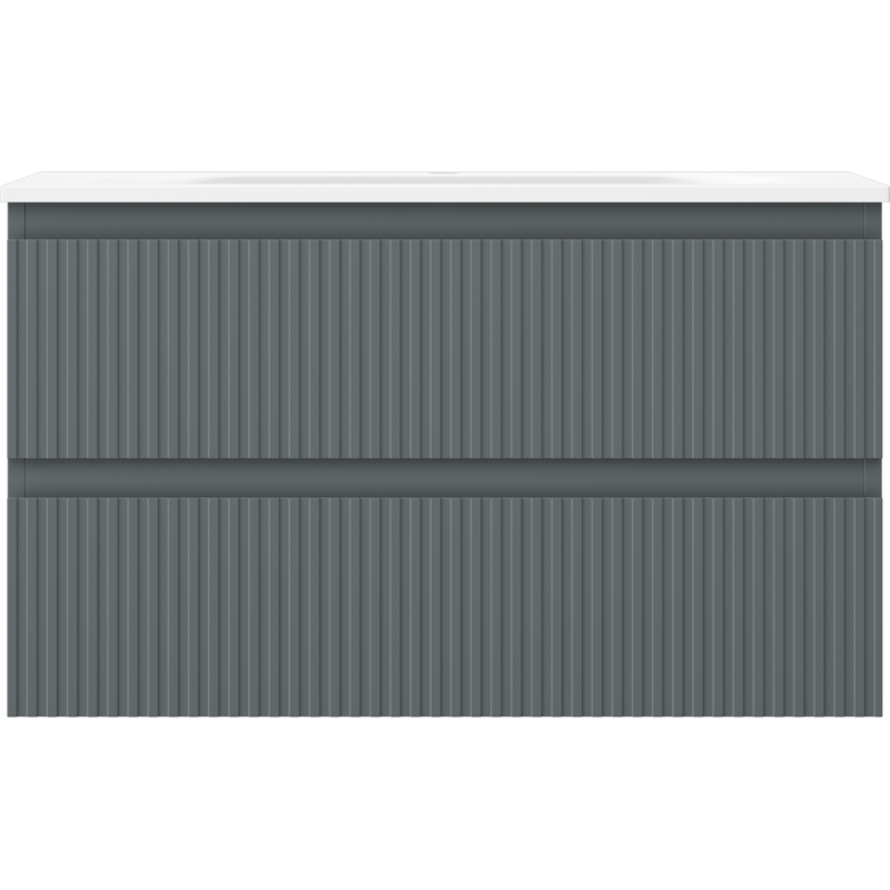 Mexen Rivel шкаф за баня 80 см с умивалник Vela, 2 чекмеджета, гофриран, графит