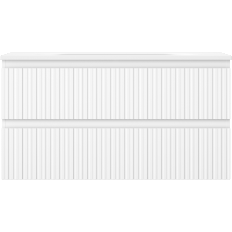 Mexen Rivel шкаф за баня 90 см с мивка Vela, 2 чекмеджета, рифелован, бял мат - 91A20-09047-2-BFF01-W23M01