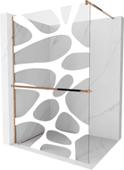 Mexen Kioto+ душова стена с рафт Walk-in 100 x 200 см, бял десен, розово злато - 800-100-121-60-97