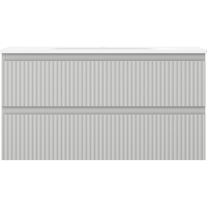 Mexen Rivel шкаф за баня 90 см с мивка Vela, 2 чекмеджета, рифелован , сиво мат/бяло мат - 91A20-09047-2-BFF62-W23M01