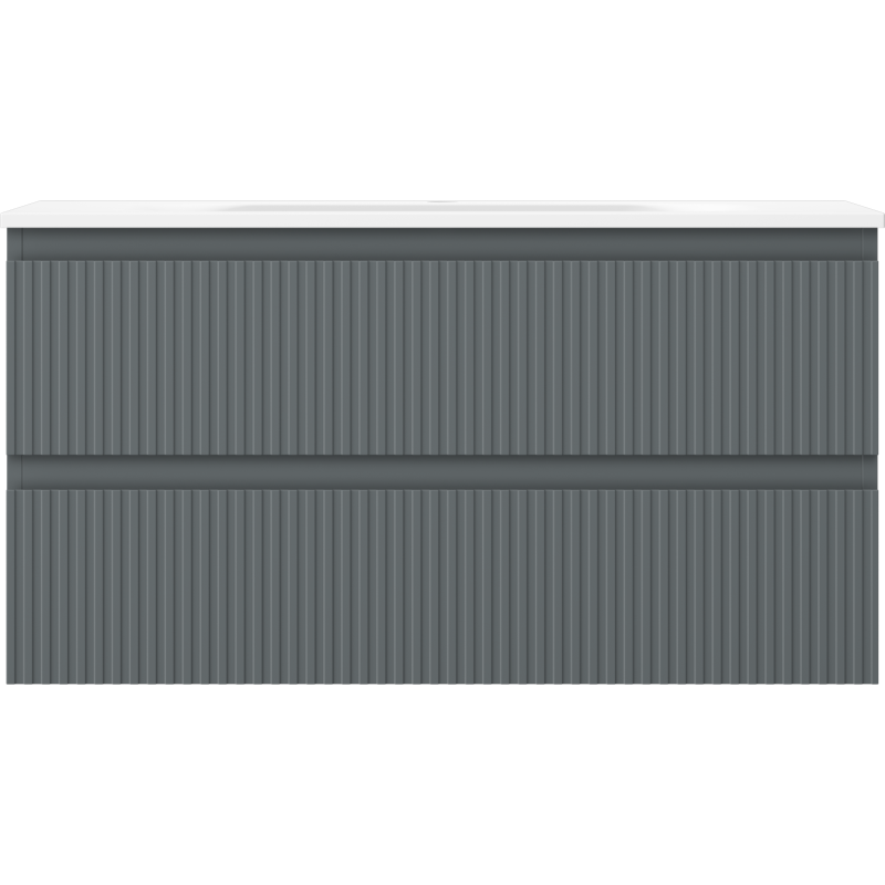 Mexen Rivel шкаф за баня 90 см с мивка Vela, 2 чекмеджета, рифелована, графит