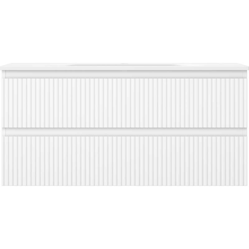 Mexen Rivel баня шкаф 100 см със мивка Vela, 2 чекмеджета, рифелована, бял мат - 91A20-10047-2-BFF01-W23M01