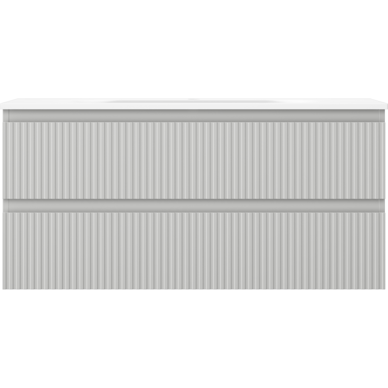 Mexen Rivel баня шкаф 100 см с мивка Vela, 2 чекмеджета, релефна, сиво мат/бяло мат - 91A20-10047-2-BFF62-W23M01