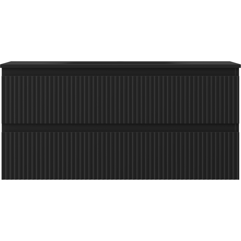 Mexen Rivel баня шкаф 100 см с мивка Vela, 2 чекмеджета, рифована, черен мат