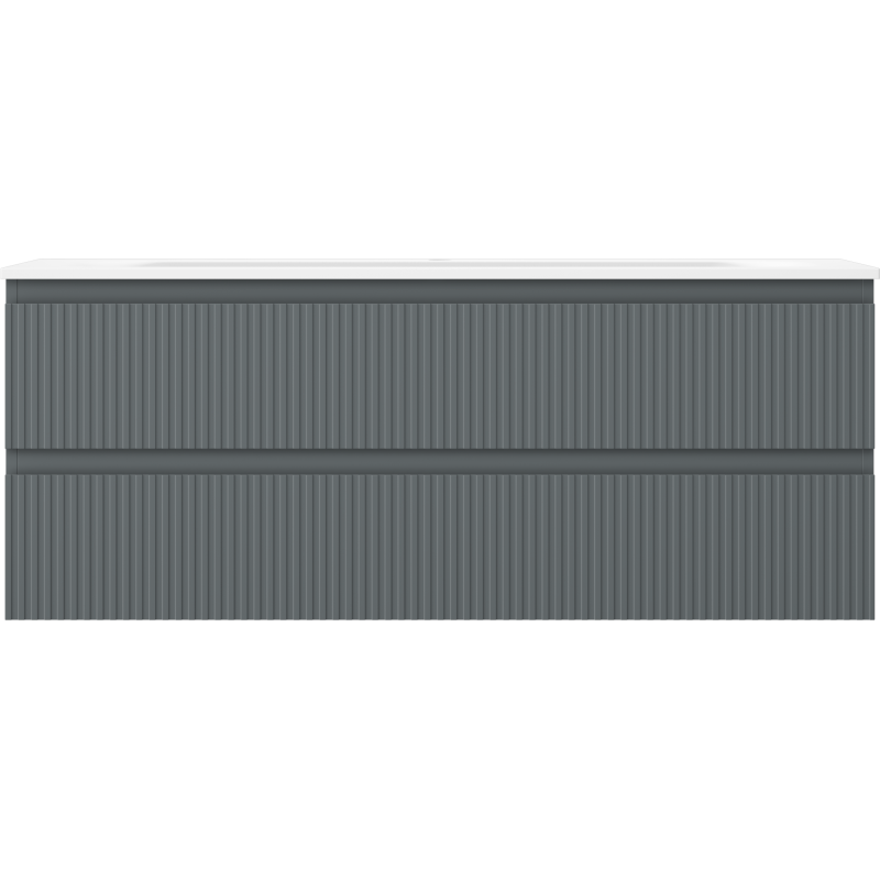 Mexen Rivel шкаф за баня 120 см с мивка Vela, 2 чекмеджета, рифелуванa, графит