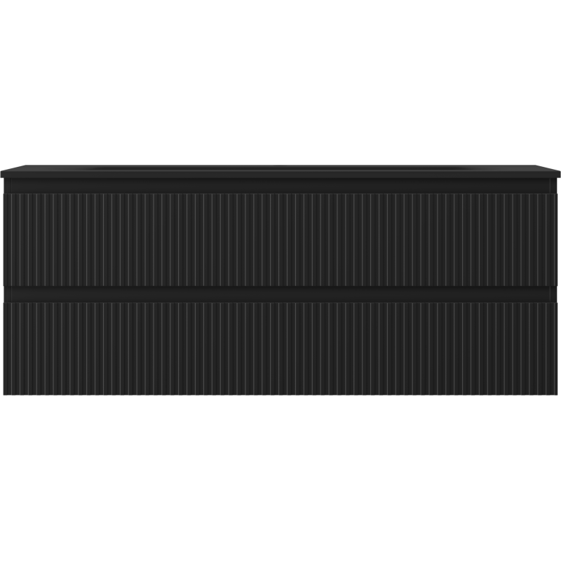 Mexen Rivel шкаф за баня 120 см с мивка Vela, 2 чекмеджета, оребрена, черен мат - 91A20-12047-2-BFF71-W23M71