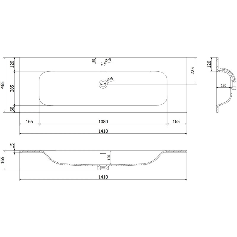 Mexen Rivel шкаф за баня 140 см с мивка Vela, 2 чекмеджета, оребрена, бял мат - 91A20-14047-2-BFF01-W23M01
