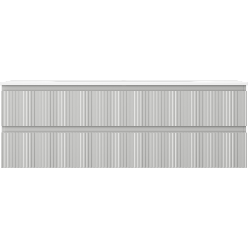 Mexen Rivel шкаф за баня 140 см с мивка Vela, 2 чекмеджета, оребрена, сив мат/бял