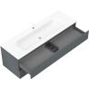 Mexen Rivel шкаф за баня 140 см с мивка Vela, 2 чекмеджета, рифлен, графит мат/бял