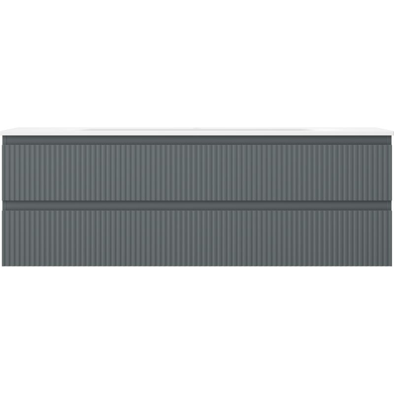 Mexen Rivel шкаф за баня 140 см с мивка Vela, 2 чекмеджета, рифлен, графит мат/бял