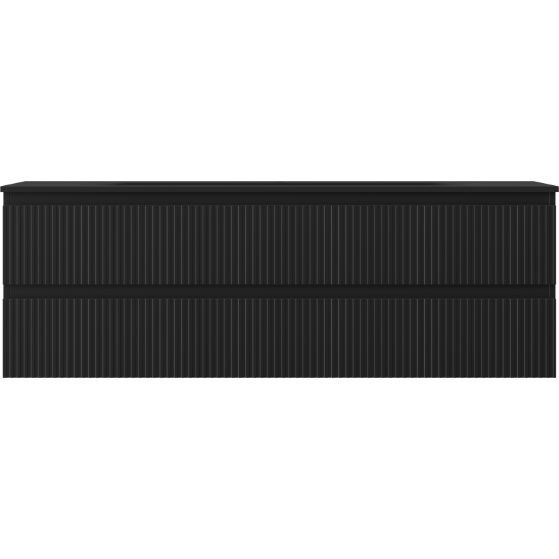 Mexen Rivel шкаф за баня 140 см с мивка Vela, 2 чекмеджета, оребрена, черна мат - 91A20-14047-2-BFF71-W23M71