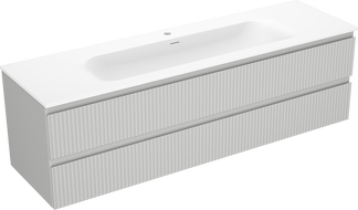 Mexen Rivel шкаф за баня 160 см с мивка Vela, 2 чекмеджета, гофриран, сив мат/бял