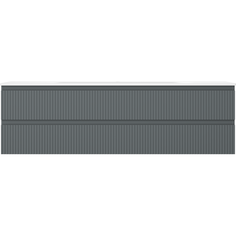 Mexen Rivel шкаф за баня 160 см с мивка Vela, 2 чекмеджета, рифлен, графит мат/бял