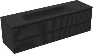 Mexen Rivel баня шкаф 160 см с мивка Vela, 2 чекмеджета, набразден, черен мат - 91A20-16047-2-BFF71-W23M71