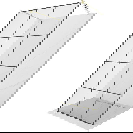 Mexen Kioto свободностояща душ стена 100 x 200 см, черна мрежа 8 мм, злато - 800-100-002-50-77