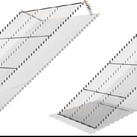 Mexen Kioto самостоятелна душ кабина 120 x 200 см, черна решетка 8 мм, розово злато - 800-120-002-60-77
