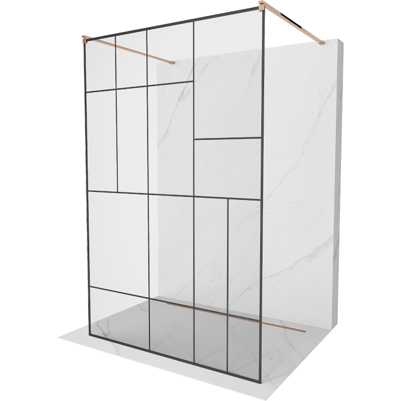 Mexen Kioto свободностояща душ стена 100 x 200 см, черен дизайн 8 мм, розово