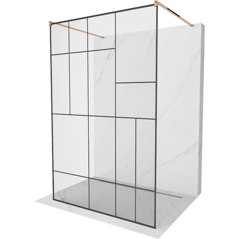 Mexen Kioto самостоятелна душ кабина 130 x 200 cm, черен мотив 8 mm, розово злато