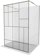 Mexen Kioto самостоятелна душ кабина 130 x 200 cm, черен мотив 8 mm, розово злато