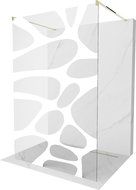 Mexen Kioto самостоятелна душ преграда 140 x 200 см, бяла вълна 8 мм, златна - 800-140-002-50-97